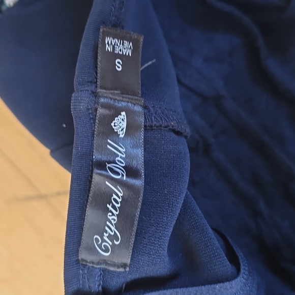 Crystal Doll Navy Blue Halter Neck Beaded Sequins Sheer Size S - Picture 8 of 9